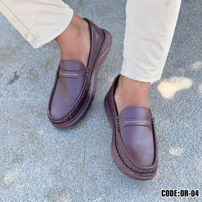Premium Brown Leather Casual Shoes OR-04