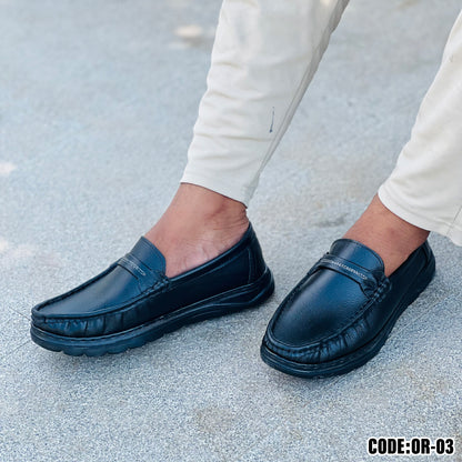 Premium Black Leather Casual Shoes OR-03