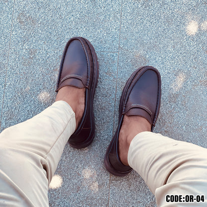 Premium Brown Leather Casual Shoes OR-04