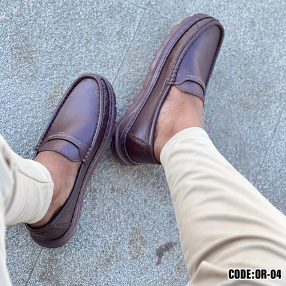 Premium Brown Leather Casual Shoes OR-04
