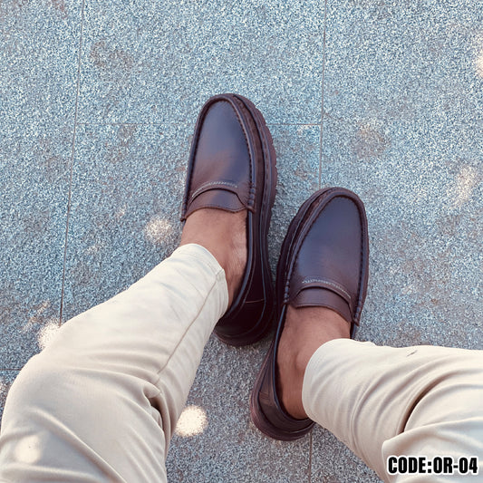 Premium Brown Leather Casual Shoes OR-04