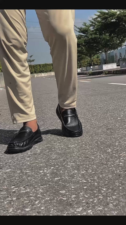 Premium Black Leather Casual Shoes OR-03